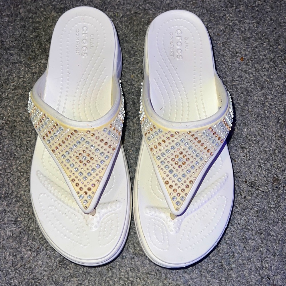 Size 7 Bling Croc Thong Sandals